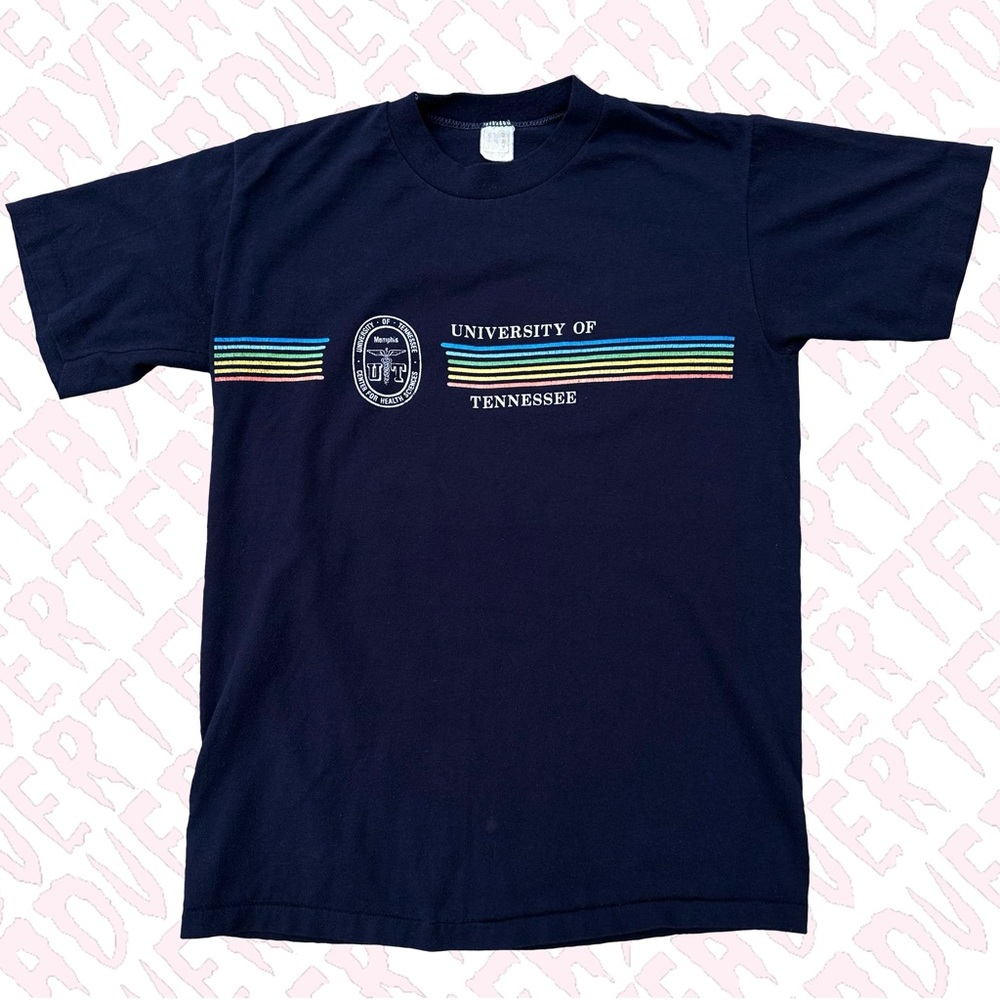 Vintage University of Tennessee Memphis Health Sciences T-Shirt 70s-80s Rainbow